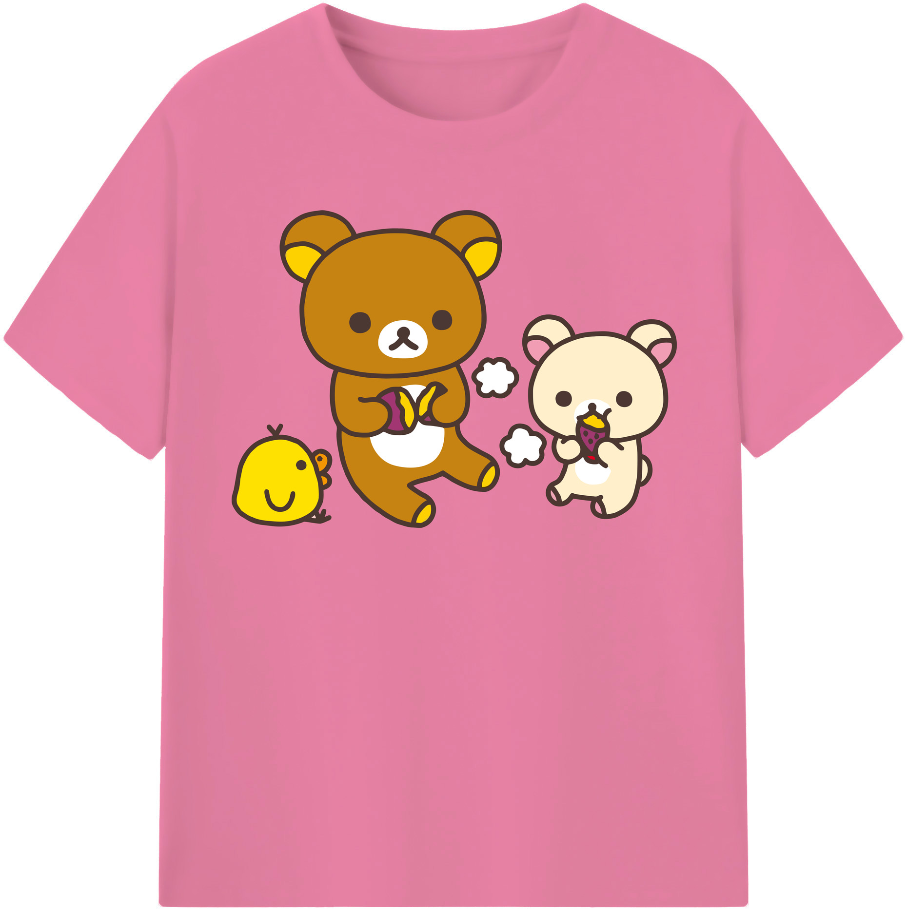 （画像用） リラックマ リラックマ キイロイトリ Rilakkuma Korilakkuma Kiiroitori 綿100％半袖Tシャツ（フロントプリント）